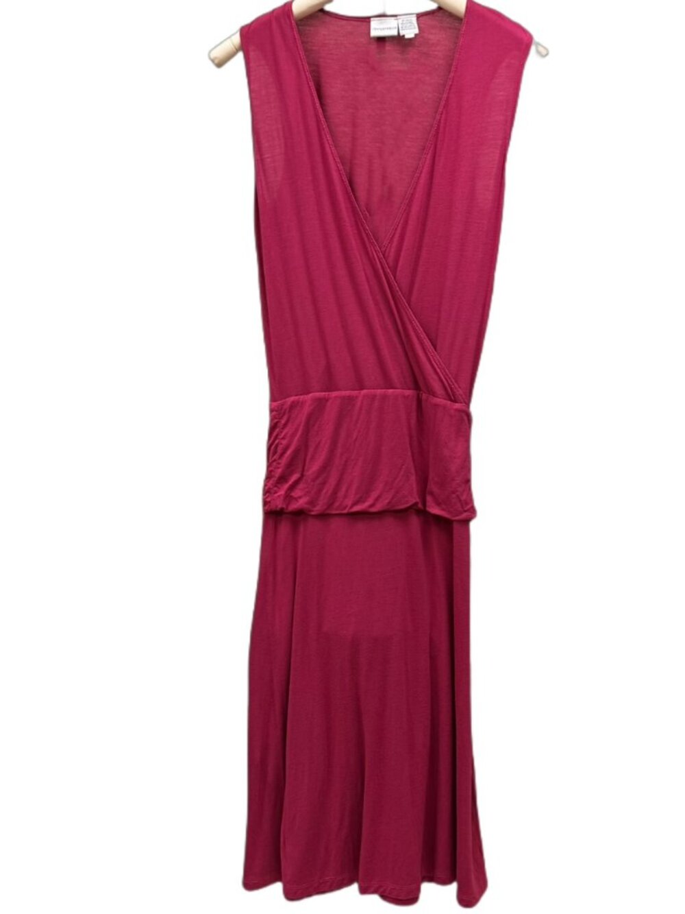 Newport News Magenta Sleeveless Summer Dress Breathable Lightweight Flowy V-neck